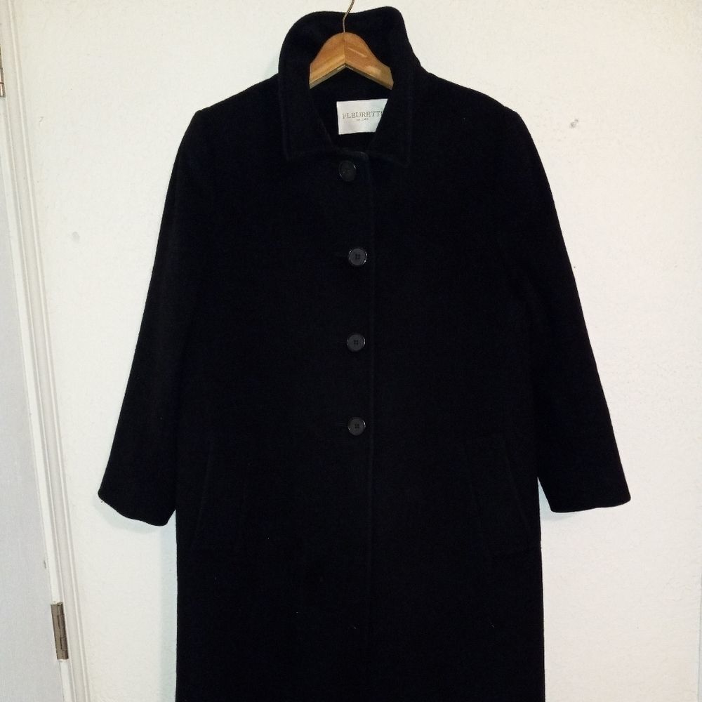 Vintage Fleurette Lined Wool/Cashmere Long Jacket